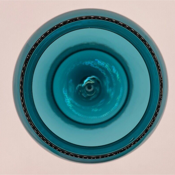 Vintage Handblown Blue Footed Vase Art Glass - Picture 3 of 10